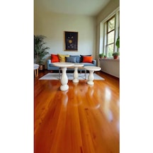 Beyaz Ahşap Mantar Sehpa Takımı 3 Lü Yan Sehpa Seti - Wooden Coffee Table Mushroom Beyaz