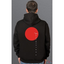 Bumeta Naruto Anime Japan Japanese Baskılı Sweatshirt Unisex Kapüşonlu Hoodie Siyah