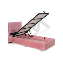 Nero Tek Kişilik Baza Basic Başlık Pembe %100 Çelik+ Mdf 90 x 190 CM