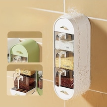 Pazly Laçivert Baharat Kutusu, Ev Mutfak Depolama, Tuz/msg & Baharat Kombinasyonu, Duvar Asılı, Yumruksuz, 3 Katmanlı, Plastik, Hafif Lüks Stilde, Lacivert Renkte Lacivert