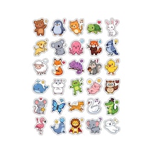 30 Adet Chibi Hayvan Sticker Seti - Laptop Defter Ve Telefon İçin Çok Renkli