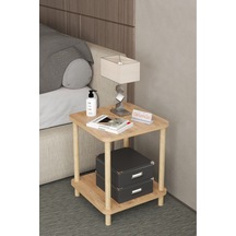 35x35 Cm Kare İki Katlı Ahşap Komodin Çok Amaçlı Sehpa Yatak Odası Baza Yanı Ayak Yükseklik 45 Cm - Atlantik Çam