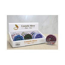4 Adet Mandala Desenli Hareketli Sulu El Aynası Cep Aynası, Pocket Mirror, Hand Mirror, 7x7 Cm