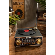 Meier Md-1320bt Siyah Nostaljik Görünümlü Bluetooth Hoparlör Ve 3 Bantlı Şarjlı Radyo