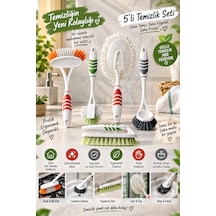 5'li Fırça Seti - Banyo, Bulaşık, Lavabo, Toz Alma Ve Halı, Yer Fırçası - Tek Set İle Tüm Işler