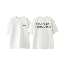 Thewert Bo Jack Horseman Logo Tasarım Sırt Baskılı Pamuk Beyaz Oversize T-shirt