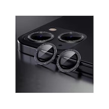 Iphone 14 14 Plus 15 15 Plus Birebir İle Uyumlu Kamera Lens Koruyucu Cam, Simli Siyah 50 x 22