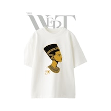 Thewert Nefertiti 1 Tasarım Baskılı Ünisex Beyaz Oversize T-shirt