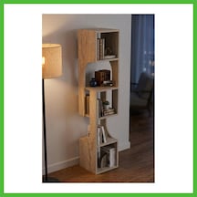 Vaveni Kitaplık Ahşap Dekoratif Raf 5 Katlı Modern Çok Amaçlı Kitaplık Salon Ofis Kitaplığı 7065 Traverten Arz