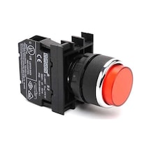 Emas B102hk B Serisi Plastik 1no+1nc Yaylı Çıkık Kırmızı 22 Mm Buton