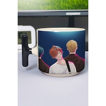 Given Anime Baskılı Seramik Lüks Kupa 1 Adet T Şeklinde Özel Siyah Kulp Dalga Kulp V5t Çok Renkli