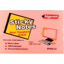 Bigpoint Yapışkanlı Not Kağıdı 75x50mm Neon Pembe 12'li Paket