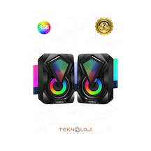 Bilgisayar Hoparlörü Led Işıklı Rgb Laptop Pc Uyumlu 1+1 Speaker