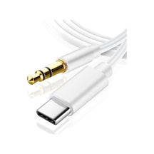 Samsung Xiaomi Uyumlu Aux Kablosu Type-c To Jack Çevirici Dönüştürücü Beyaz Bluetooth Gerektirmez