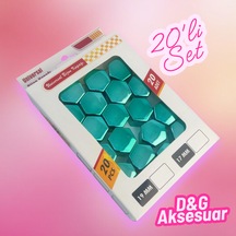 17mm Düz Parlak Yeşil Bijon Kapağı 20li Set+aparat