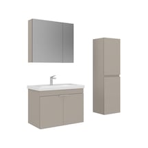 Orka Desna 80 Cm Çöl Beji Banyo Dolabı Takımı Ve Boy Dolabı Çöl Beji