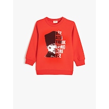 Koton Atatürk Sweatshirt Baskılı Uzun Kollu Bisiklet Yaka Kırmızı 5wkb10015tk Kırmızı