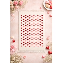 %100 Pamuk Saçaklı Dijital Baskılı El & Yüz Havlusu 40x60 Cm Yumuşak Dokulu, Yüksek Su Emici Mutfak Havlusu Kırmızı
