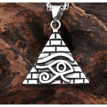 Paslanmaz Çelik 3 Boyut Mısır Piramit Horus Göz Kolye