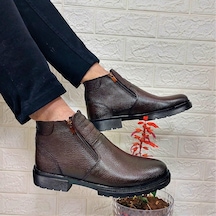 M.p 4204 Kahve Hakiki Deri Bağacaksız Fuspetli Sıcak Astar Erkek Bot 001