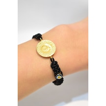 Yenigün Kuyumculuk 22 Ayar Ipli Nazar Boncuklu Çeyrek Altınlı Bileklik