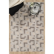 Villadia Home Textile Modern Desen Baskılı Kaymaz Taban Elit Şık Dört Mevsim Yıkanabilir Halı Yolluk Oturma Salon Odası Vd1108gri Gri
