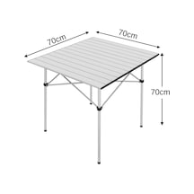 Alüminyum Katlanır Kamp Masası 70 70 70 Cm Ölçülerinde Taşıma Çantalı Gümüş - Gri
