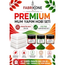 Premium Mum Yapım Hobi Seti - Parafin Wax 250 Gr - 3'lü Toz Mum Boyası Seti - Kırmızı, Yeşil, Turuncu Bkfabpw2503kyt Karışık