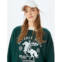 About Blank Polo Yaka Kolej Baskılı Şardonlu Oversize Sweatshirt Acı Kahverengi