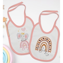 BK Kids Baby Tasarımlı 2’li Pembe Mama Önlüğü-1 Pembe