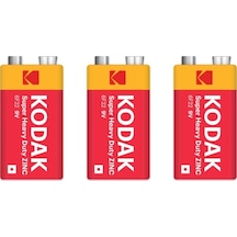 Kodak 1X3 3 Adet Shrink Ambalaj Çinko Karbon 9 Volt Pil