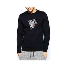 John Lennon Baskılı Siyah Erkek Örme Sweatshirt