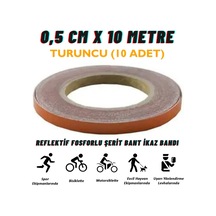 Carub Reflektif Fosforlu Şerit Bant 0,5 Cm X 10 Metre Turuncu İkaz Bandı BR2405006