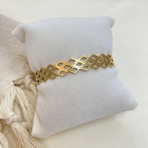 Çelik Kelepçe Petek Desen Geometrik Model Yüksek Kalite 316 L Paslanmaz Çelik Bileklik Gold