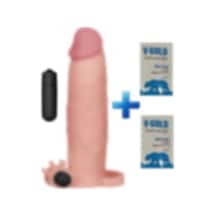 Hızlı Express Pleasure 8 Cm Dolgulu Titreşimli Realistik Penis Kılıfı + 10 Ml Kaydırıcı