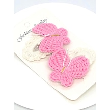 Pembe Kelebek 2li Çıt Çıt Toka, Saç Tokası, Saç Aksesuarı