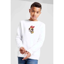 Tshirthane Powerpuff Girls Blossom Baskılı Unisex Çocuk Beyaz Sweatshirt (534765007) Beyaz