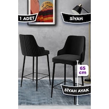 Canisa Tera Serisi 1 Adet 65 Cm Siyah Ada Mutfak Bar Sandalyesi Babyface Kumaş Siyah Metal Ayaklı Sandalyeler Siyah Ayaklar Siyah