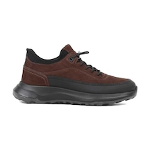 Erkek Kahverengi Nubuk Siyah Deri Sneaker