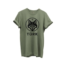Kurt Ve Türk Özel Koleksiyon Serisi-2 Tasarım Baskılı %100 Pamuk T-shirt Haki