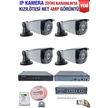 Ip Kamera Seti - 4 Ip Kamera - 10 Kanal Nvr - 4 Port Poe Switch, 500 Gb Disk, Gece Görüşlü Ir