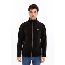 Champp Tam Fermuarlı Siyah Unisex Polar Beyaz - Siyah