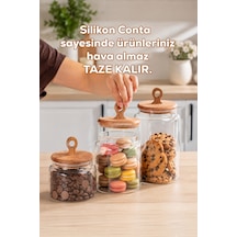 Porsima 4469 Handmade Vakum Kapaklı 3lü Cam Kavanoz Seti Vakum Kapaklı Saklama Düzenleme Kabı Seti Şeffaf