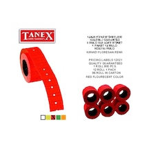 Tanex Fiyat Etiketi Çizgili 12x21 Fosforlu Kırmızı Çok Renkli