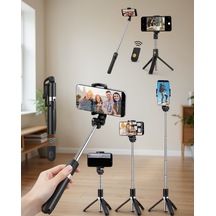 Telefon Tripod Standı, Manyetik Selfie Çubuğu, Bluetooth Uzaktan Kumandalı