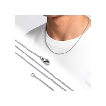 Beycen Aksesuar İnce Rulo Halka Tekli Erkek Çelik Kolye 1mm 55cm Beyaz 3902eck050 Çok Renkli