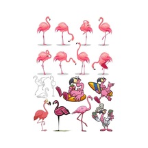 Flamingo Sticker Set 2 16 Parça Telefon, Tablet, Defter, Laptop Sticker