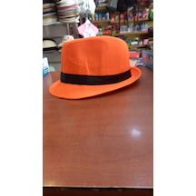 Çocuk Turuncu Renk Fötr Şapka Unisex Model 54 Cm