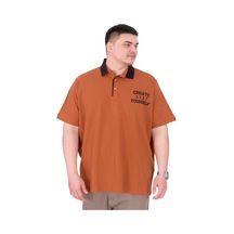 Mode Xl Büyük Beden Erkek T-shirt Polo Yaka Yourself U25310 Tarçın Kahverengi