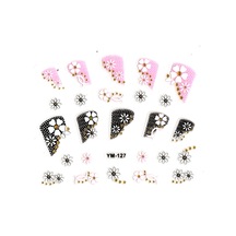 Limmy Tırnak Süsleme Sticker Nail Art Ym-127 - 6x5 Cm - Siyah Çizgili Papatya
